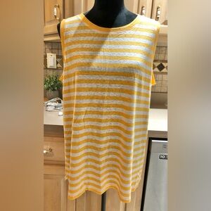 Talbots Mustard Yellow and White Linen Blend Tank Top Sz. 1X